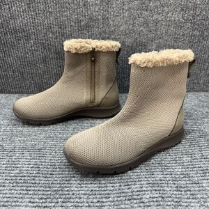 Spenco Cozy Winter Boots Womens 7 Tan Orthotic Support Faux Fur Lining Stretch